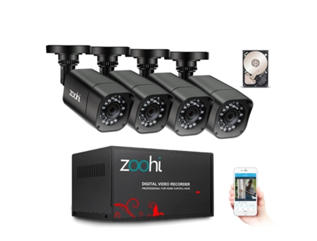 Sistema de Vigilancia Por Video SLOWMOOSEHdd P2P Hdmi (1080P 4 Cámaras 4 Canales - 3T)