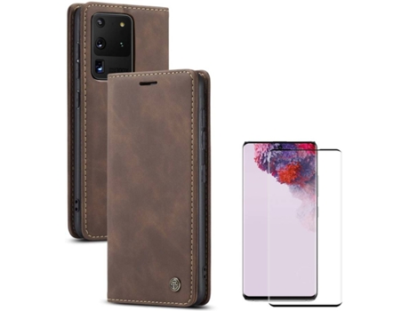 Carcasa y Protector Samsung S20 Ultra Livro Caseme Elite Marrón