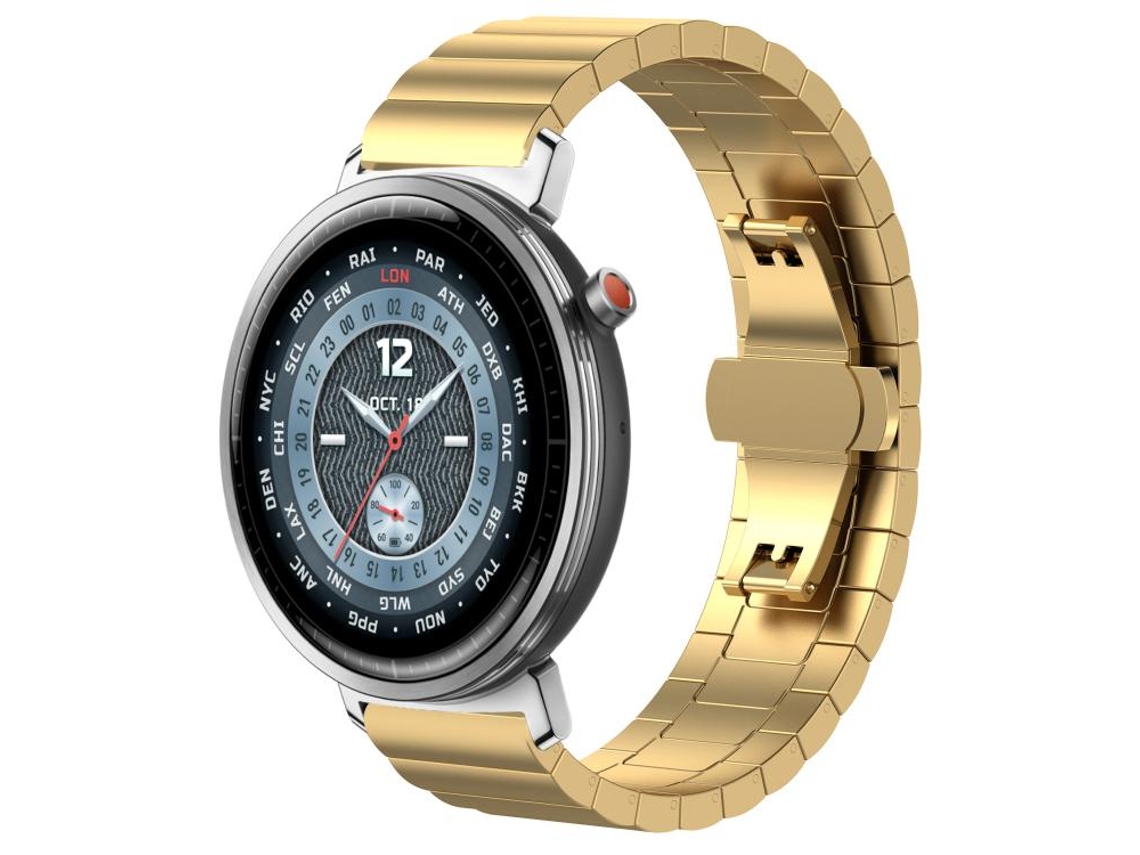 Bracelete Para Honor Watch Fit - Aço Inoxidável - Textura De Bambu Com Uma Conta (22mm) Dourada