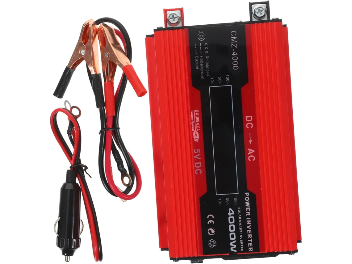 Convertidor De Corriente Para Coche Con Pantalla Lcd Y Puertos Usb Para Dispositivos Digitales.