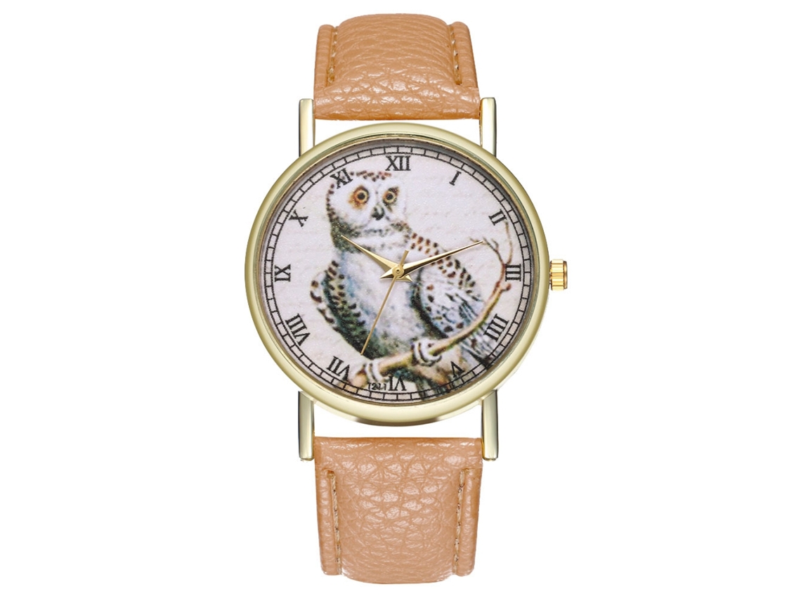 Reloj De Pulsera Para Mujer Y Hombre Moda Elegante Cuarzo Patrón Cartoon Beige