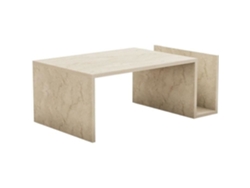 Mesa De Centro Rectangular Memo - Efecto Mármol Travertino - 86,8 X 32,4 X 50 Cm
