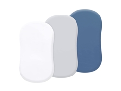 Juego de sábanas Baby Nest CHRUI de 0 a 24 meses, microfibra elástica, lavable, 3 piezas, 81x43 cm (blanco, gris, azul marino).