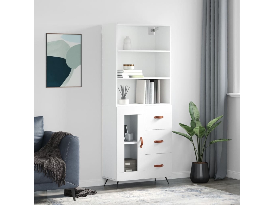 Aparador Alto Madera Contrachapada Blanco 69,5x34x180 Cm