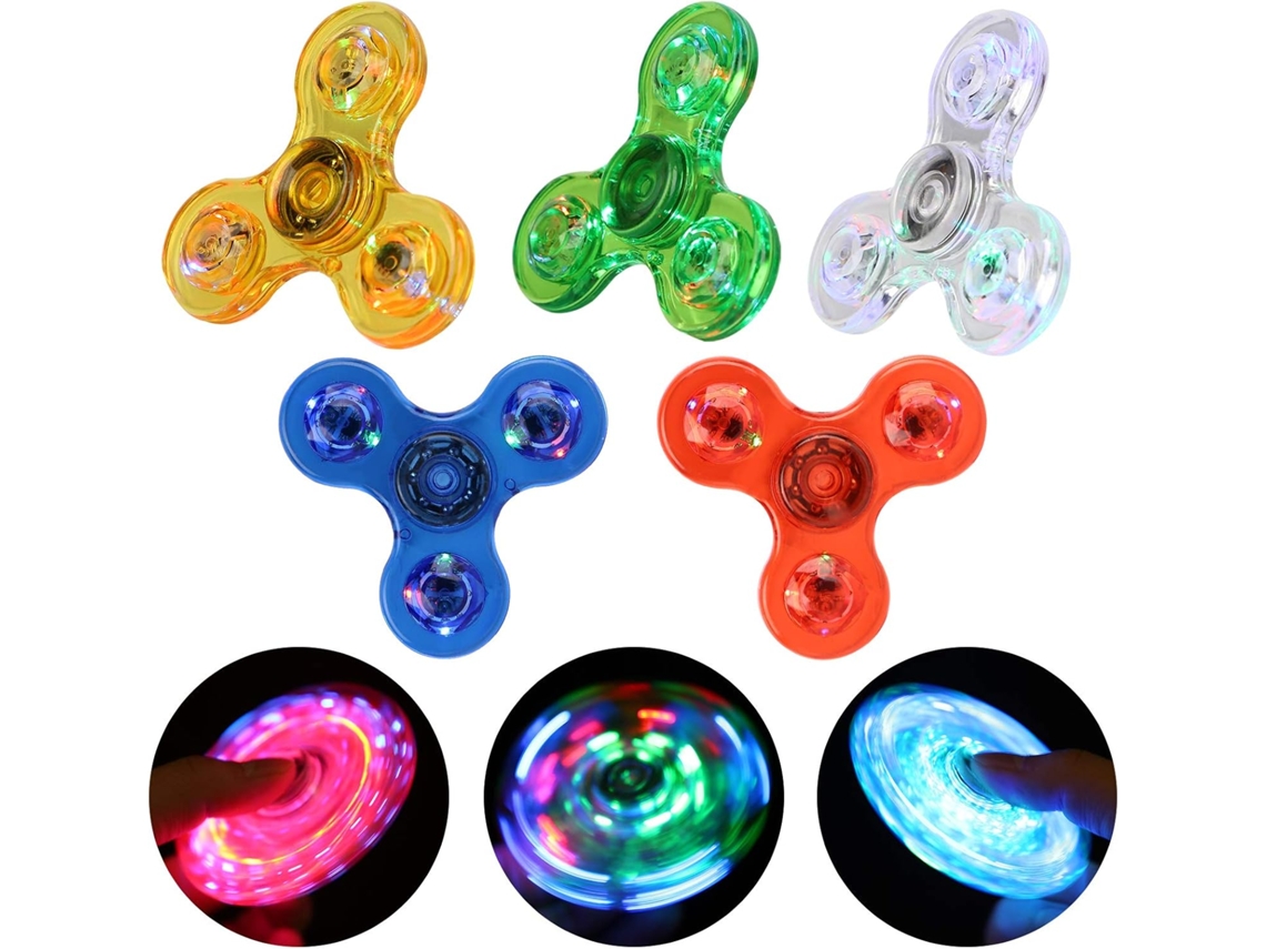 Fidget Spinners 5 Pack Led Light Up Clear Toys Tdah Anxiety Stress Reducer Spin For Kids