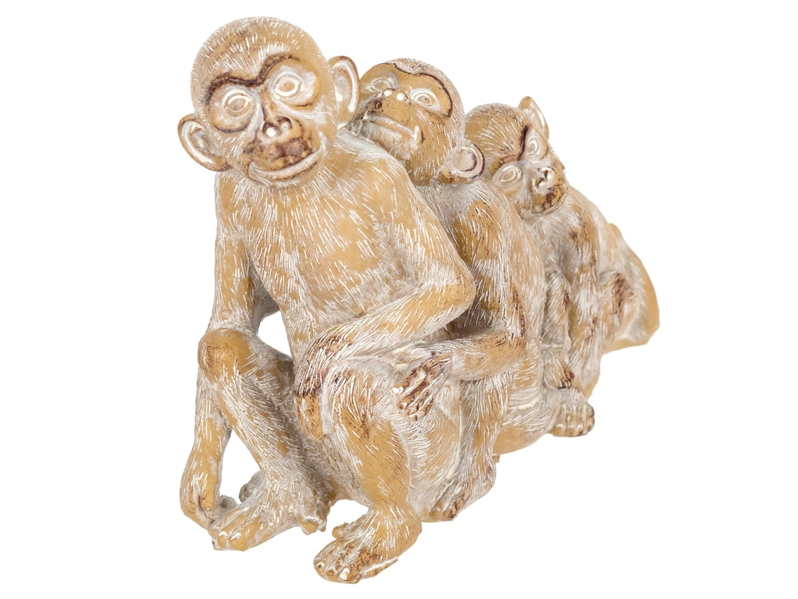 Figura de Mono Blanco de Resina 19*9*24cm