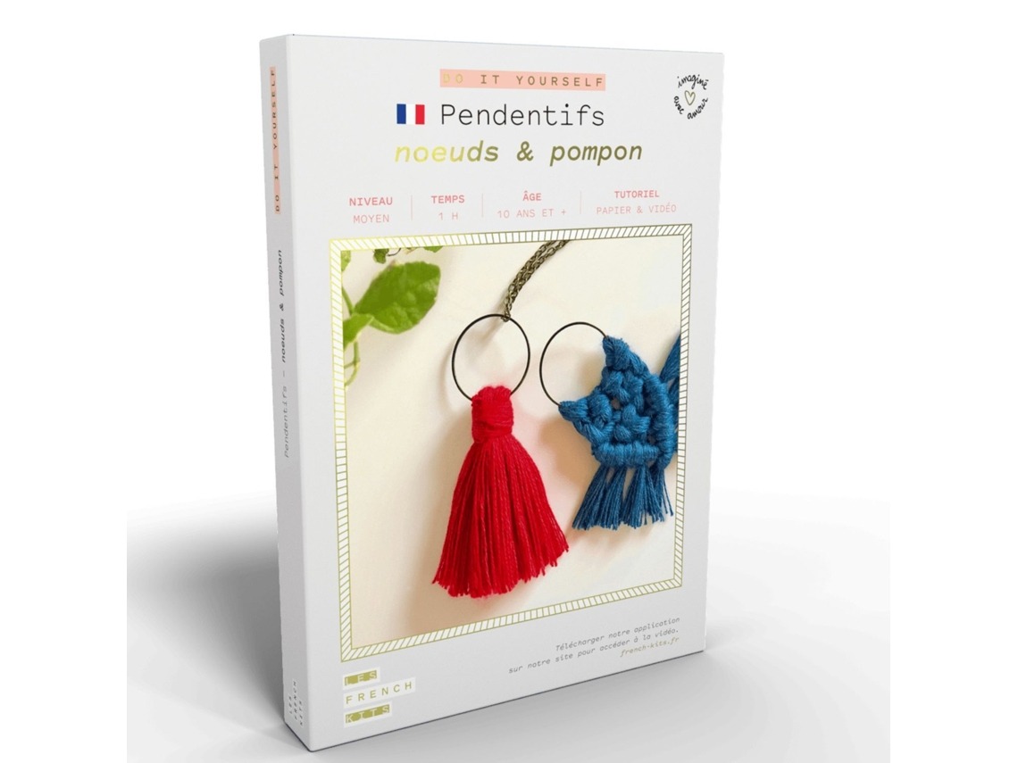 Joyas Macramé - 2 Colgantes Rojo y Azul