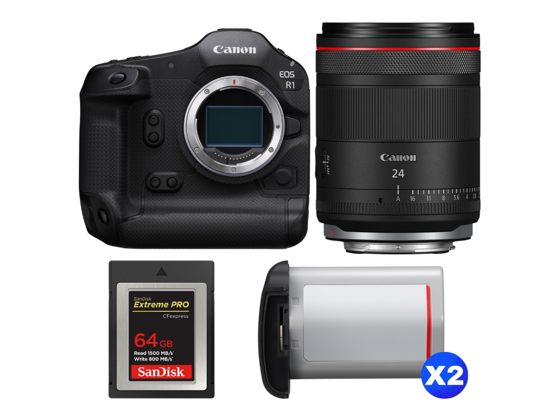 Canon Eos R1 + Rf 24mm F/1.4 L Vcm + 1 Sandisk 64gb Extreme Pro Cfexpress Type B + 2 Canon Lp-e19 + Ebook “20 Consejos Para Fotos Que Impactan”