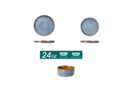 Juego de vajilla, diseño elegante, material ecológico, azul, 12 piezas