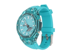 Reloj De Pulsera Digital Led, Resistente Al Agua Hasta 50 M, Cronómetro, Alarma, Parte Trasera Transparente Azul Laguna.