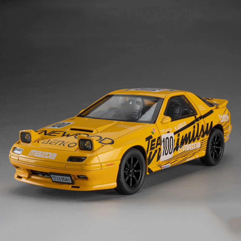(rx7-fc Amarillo) Escala 1:24 - Coche en miniatura, simulación, modelo de metal fundido a presión