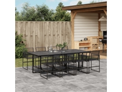 Juego de comedor de jardín de 9 piezas DKD Home Decor en mimbre negro PE