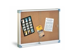 Tablón de Anuncios FAIBO Vitrina Corcho Cristal 90x120 cm Marrón Plateado