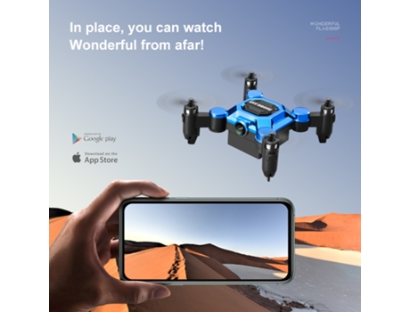 Mini dron plegable, aeronave portátil de altitud fija con cámara 4K (2 baterías - Duración de la batería: 10 min - Azul) YIZHOOD