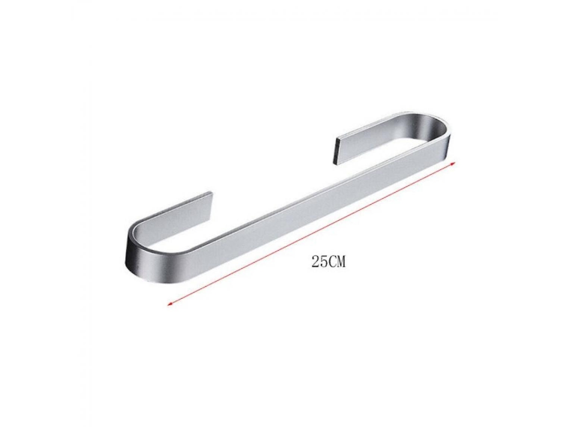 Toallero de baño sin clavos, 25 cm, autoadhesivo, para pared, con placa de aluminio, color negro | Gusshious