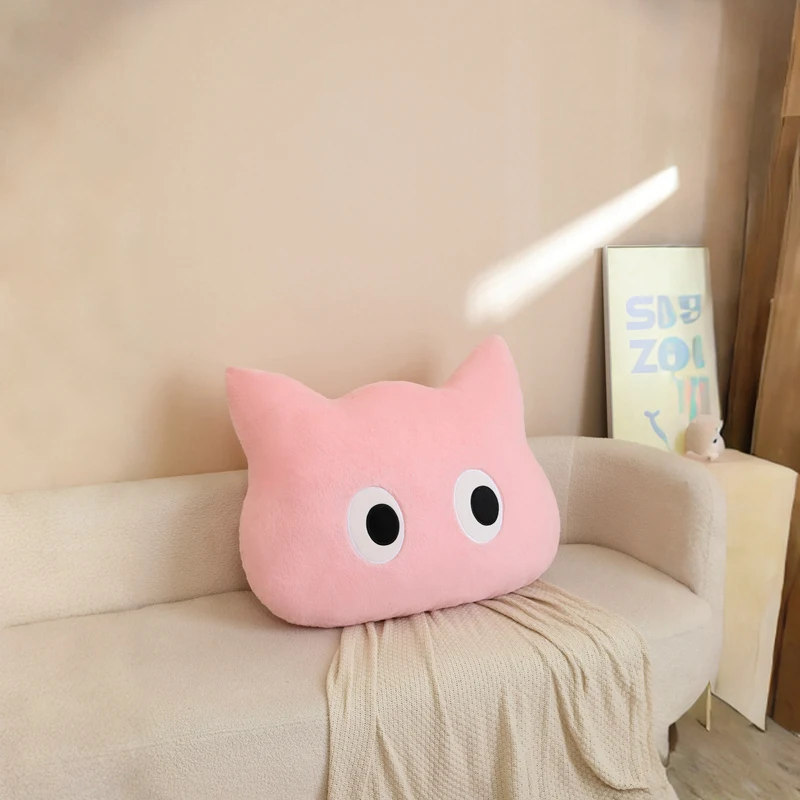 Cojín Decorativo Con Forma De Cabeza De Gato Adulto (rosa, 80 Cm), Suave Y Cómodo.