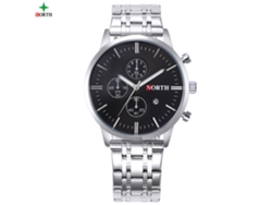Reloj De Pulsera Analógico Redondo De Cuarzo Con Correa De Acero Inoxidable Y Manecillas Luminosas.