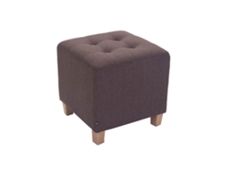Puf Bajo Reposapiés Acolchado En Tejido Marrón Patas Madera 45X46 Cm 100000062 MOBIKASA