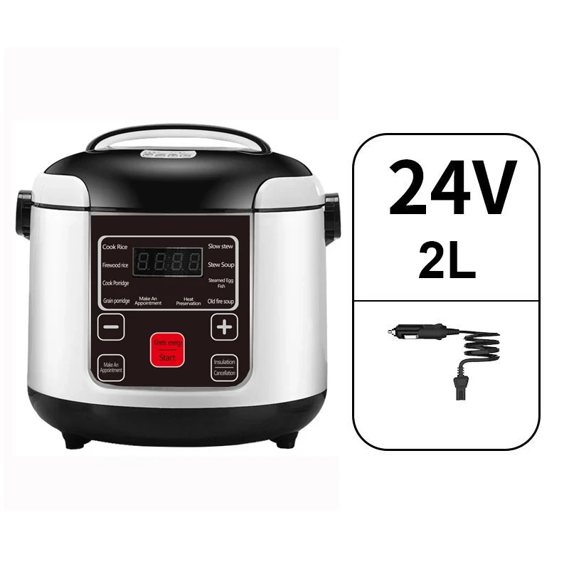 Olla arrocera multifuncional para coche (24 V) con temporizador y función para mantener la comida caliente.