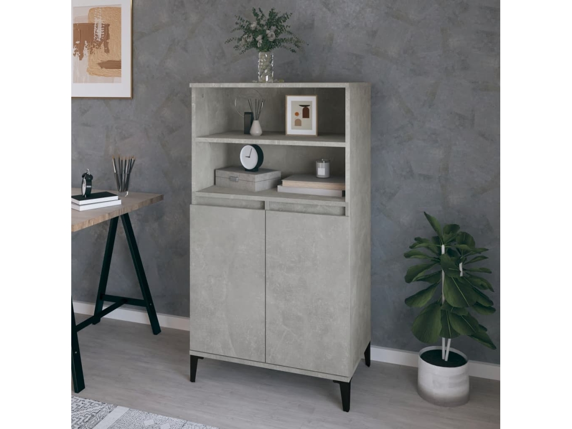 Aparador Alto Madera Contrachapada Gris Hormigón 60x36x110 Cm