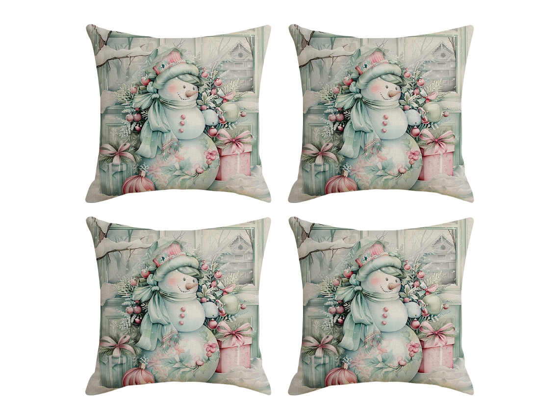 Fundas de cojines navideños con temática de Papá Noel y Muñeco de Nieve TRUYUETY