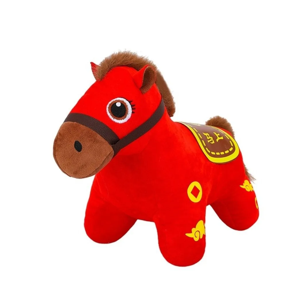 (rojo 25cm) Peluche De Caballo Rojo 2026 Año Del Caballo Muñeco De Caballo De Dibujos Animados Suave