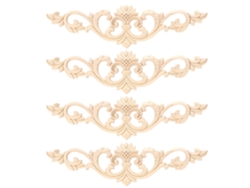 4 piezas de apliques decorativos de madera sin pintar de 30x8 cm.