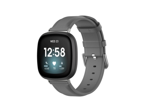 Correa de reloj inteligente para Fitbit Versa 3 / Sense Correa de cuero genuino (gris)
