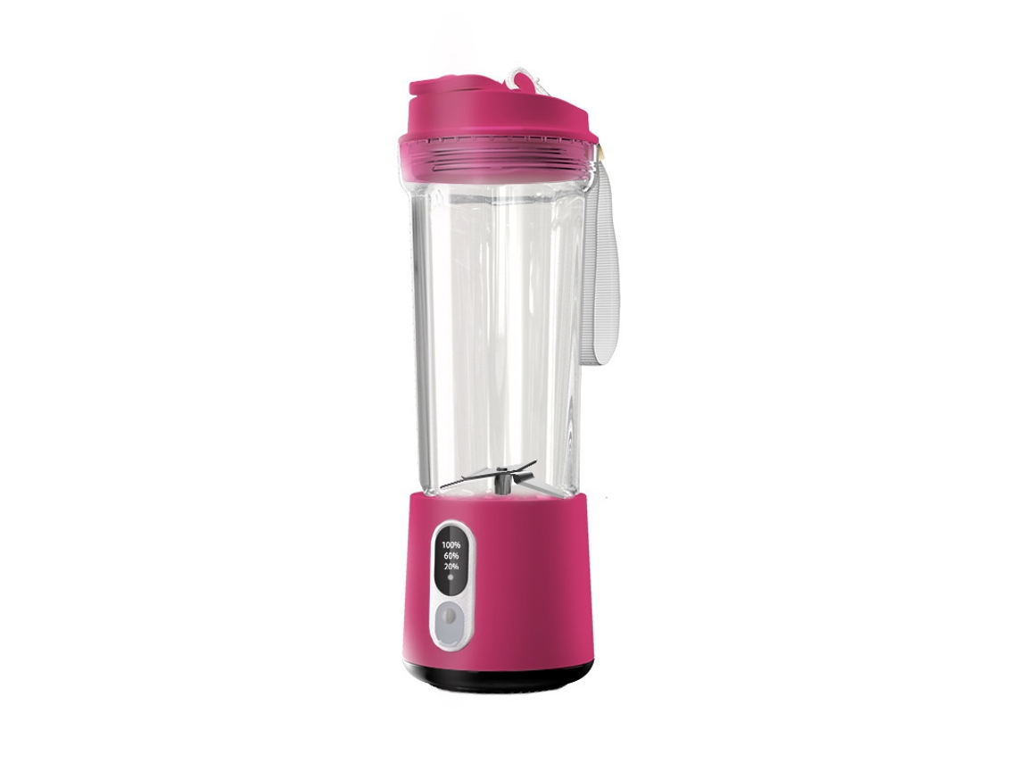 Exprimidor de frutas Eifson de 4000 mAh, 180 W, USB, 4 cuchillas, vaso para jugo de doble uso (rojo rosa)