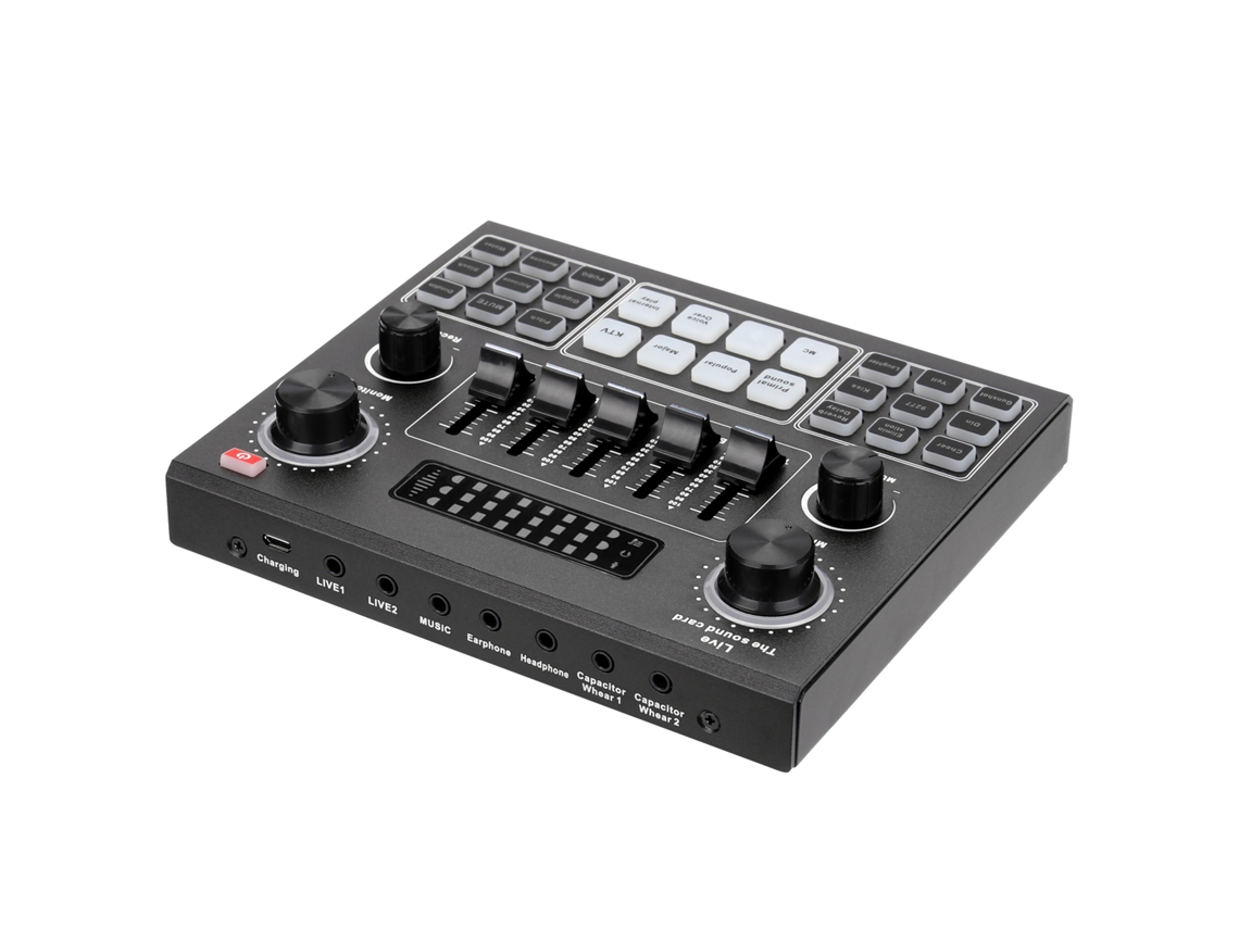 Tarjeta De Sonido V9 Para Transmisión En Vivo Con 12 Sonidos Eléctricos, Micrófono Y Auriculares Usb Para Teléfonos Móviles Y Ordenadores.
