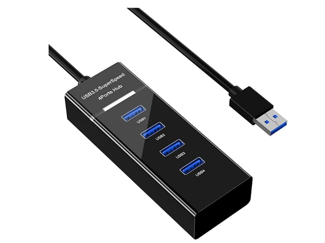 Concentrador USB Gusshious A112hub de 4 puertos USB 3.0 compatible con MacBook Air, IMac, Surface Pro, portátil, unidad flash USB negra