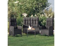 Conjunto de jardín de 4 piezas DKD Home Decor con cojines de mimbre negros