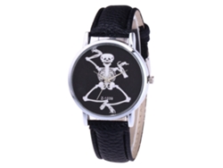 Reloj De Pulsera De Cuero Pu Casual Estudiantil Esquelético Zhoulianfa Negro