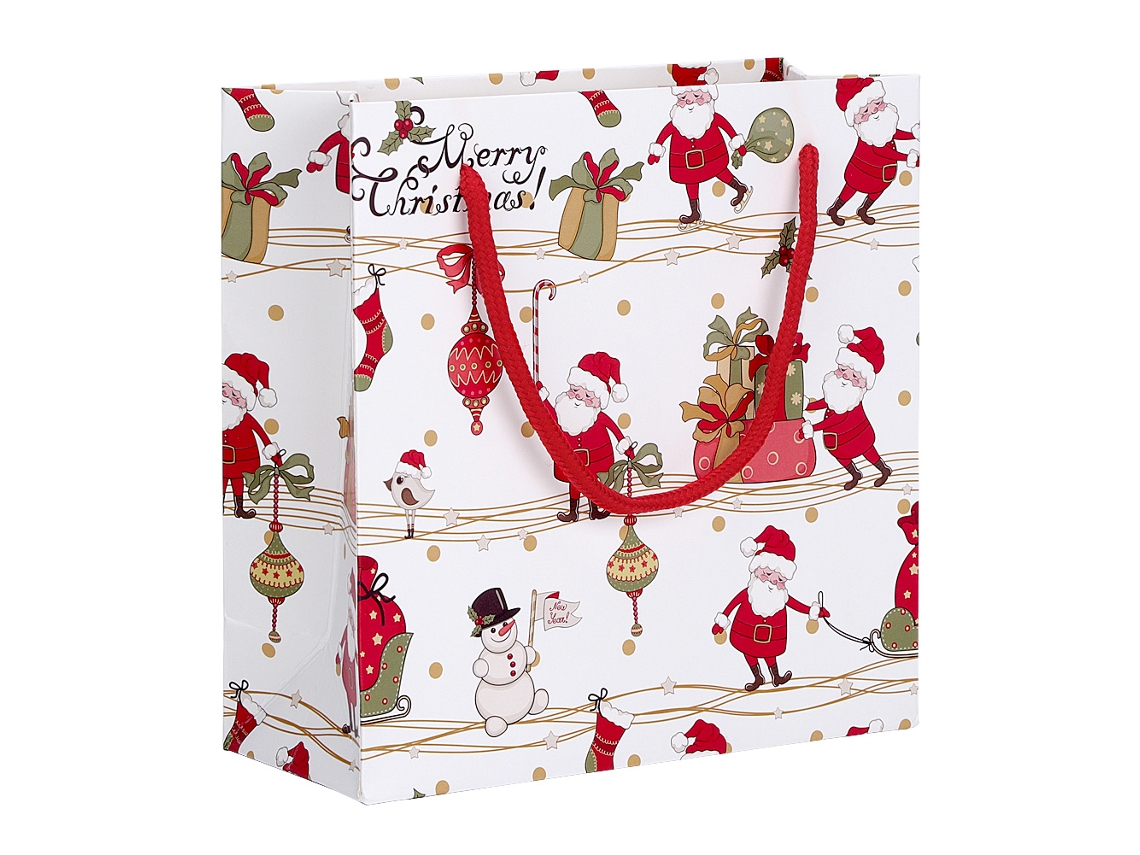Papel de regalo navideño para dulces y pequeños regalos (blanco 20x20x8 cm)