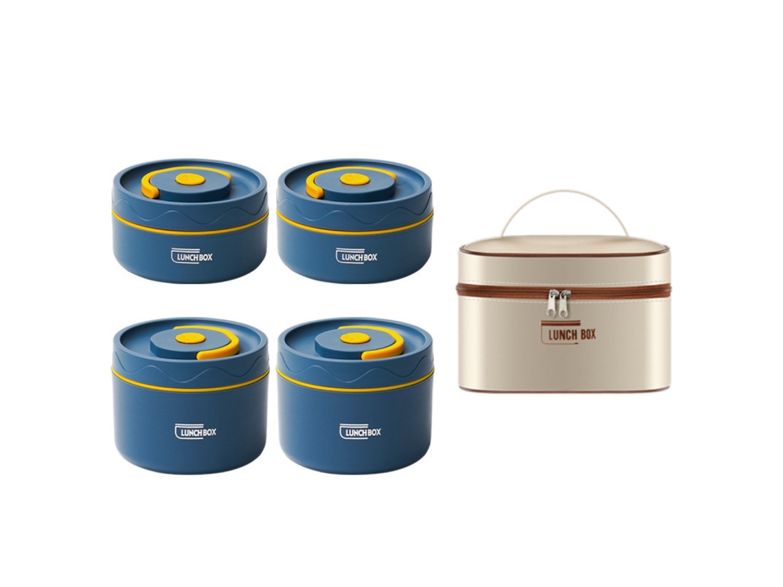 Caja Bento de Acero Inoxidable, 4 Contenedores Apilables, para Niños y Adultos NEVEANCE