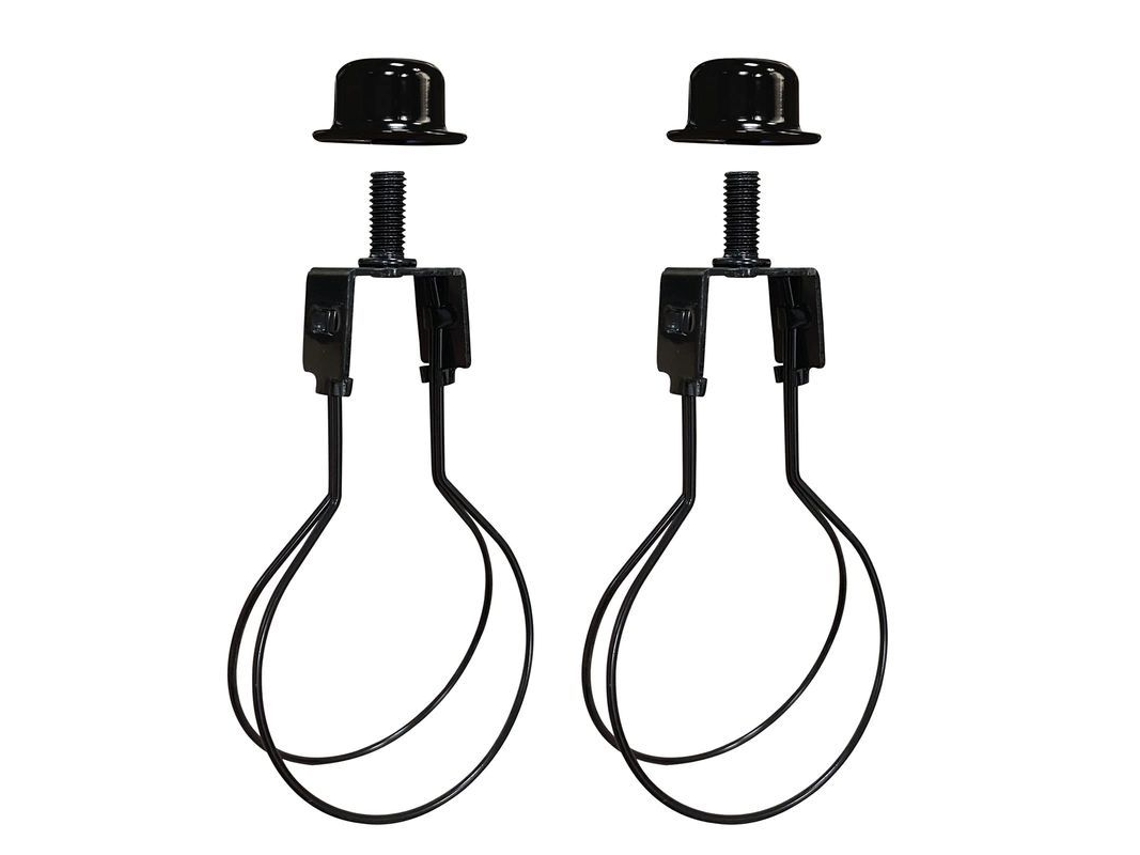 2026-46136-kit Adaptador De Lámpara Linjou Con Sostenedor De Arpa, Topes Y Niveladores 2 Piezas Negro