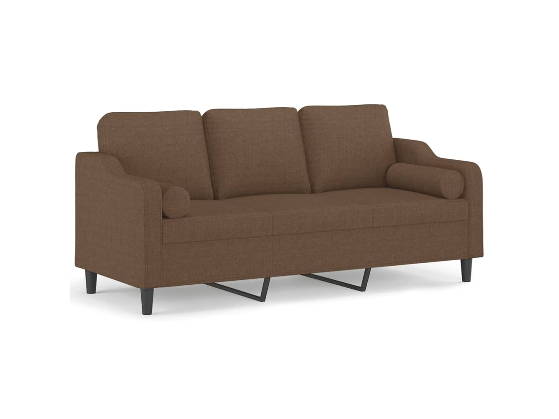 Maison Exclusive - Sofá De 3 Plazas Con Cojines Tela Marrón 180 Cm
