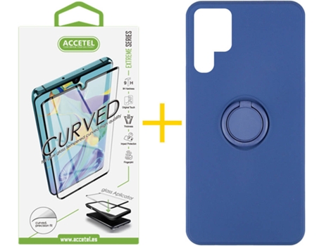 Carcasa + Protector de Pantalla para Samsung Galaxy S22 Ultra 5G ACCETEL Azul Oscuro