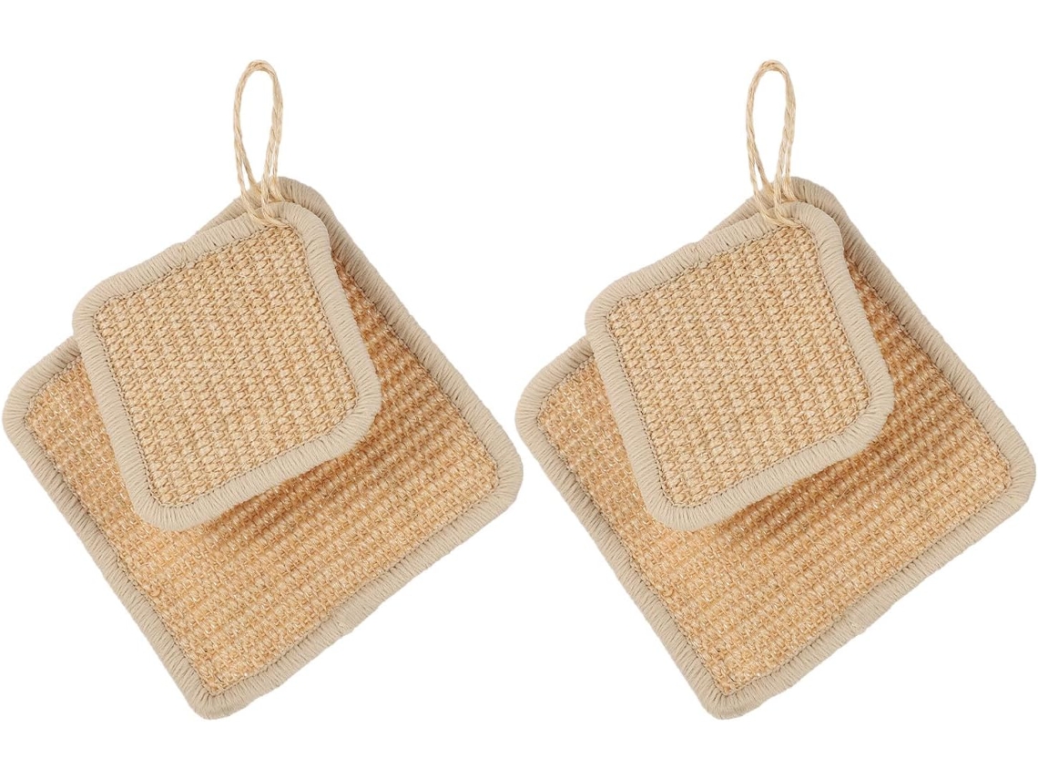 Salvamanteles De Sisal Natural Japonés 4 Piezas 13 Cm Y 20 Cm Resistentes Al Calor Para Platos