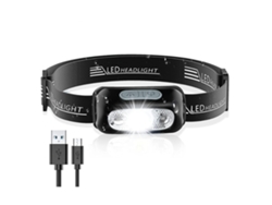 Linterna Frontal Led 250 Lúmenes, Sensor De Movimiento, Resistente Al Agua Ipx6, 5 Modos De Iluminación, Ángulo Ajustable Y Correa (negro)