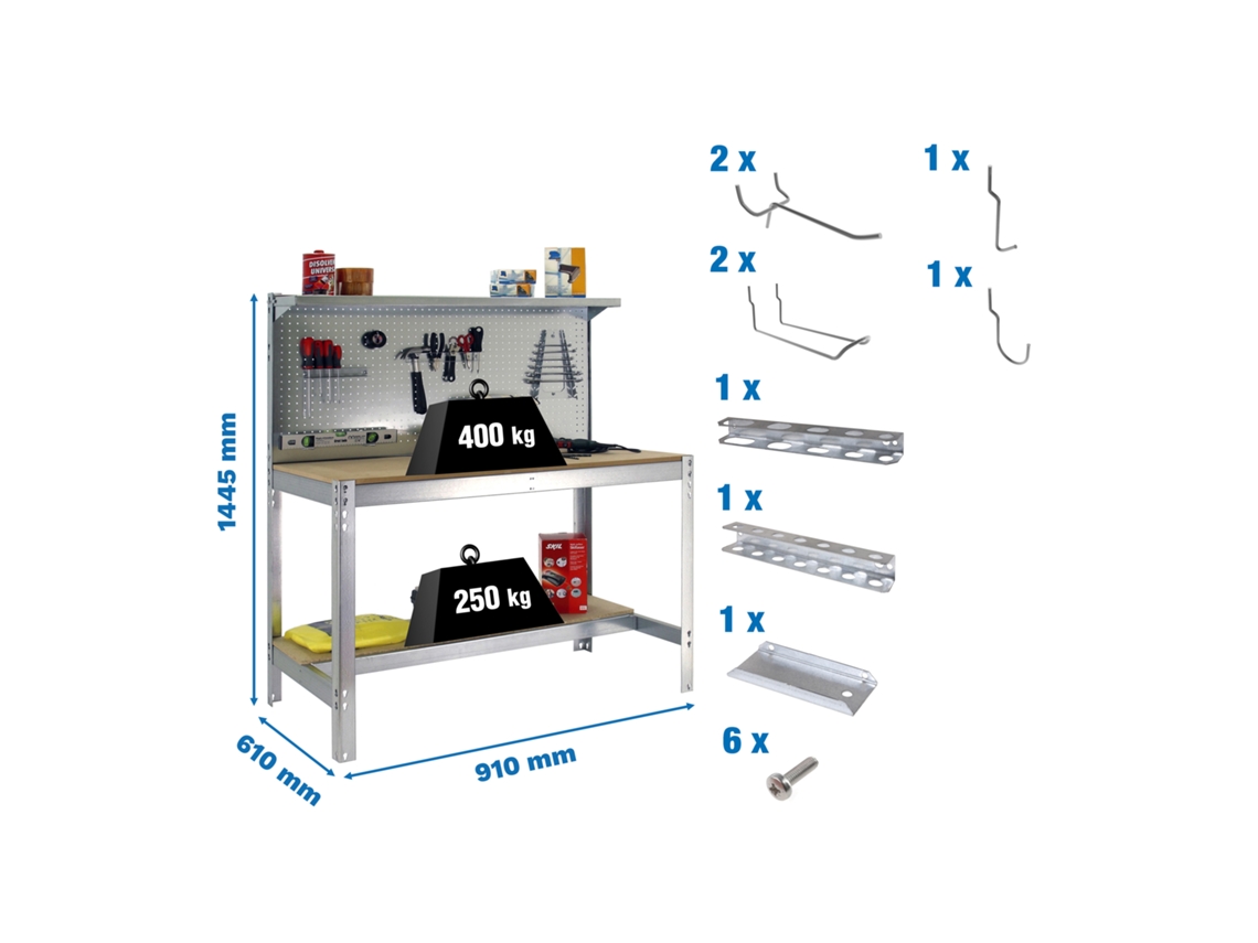 Pack Banco de trabajo sin tornillos pack Simonwork Bt3 900 Galva/mad 9accs