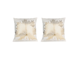 Juego De 2 Fundas De Almohada Blancas Y Doradas, 45 X 45 Cm, Decoración Para Sofá