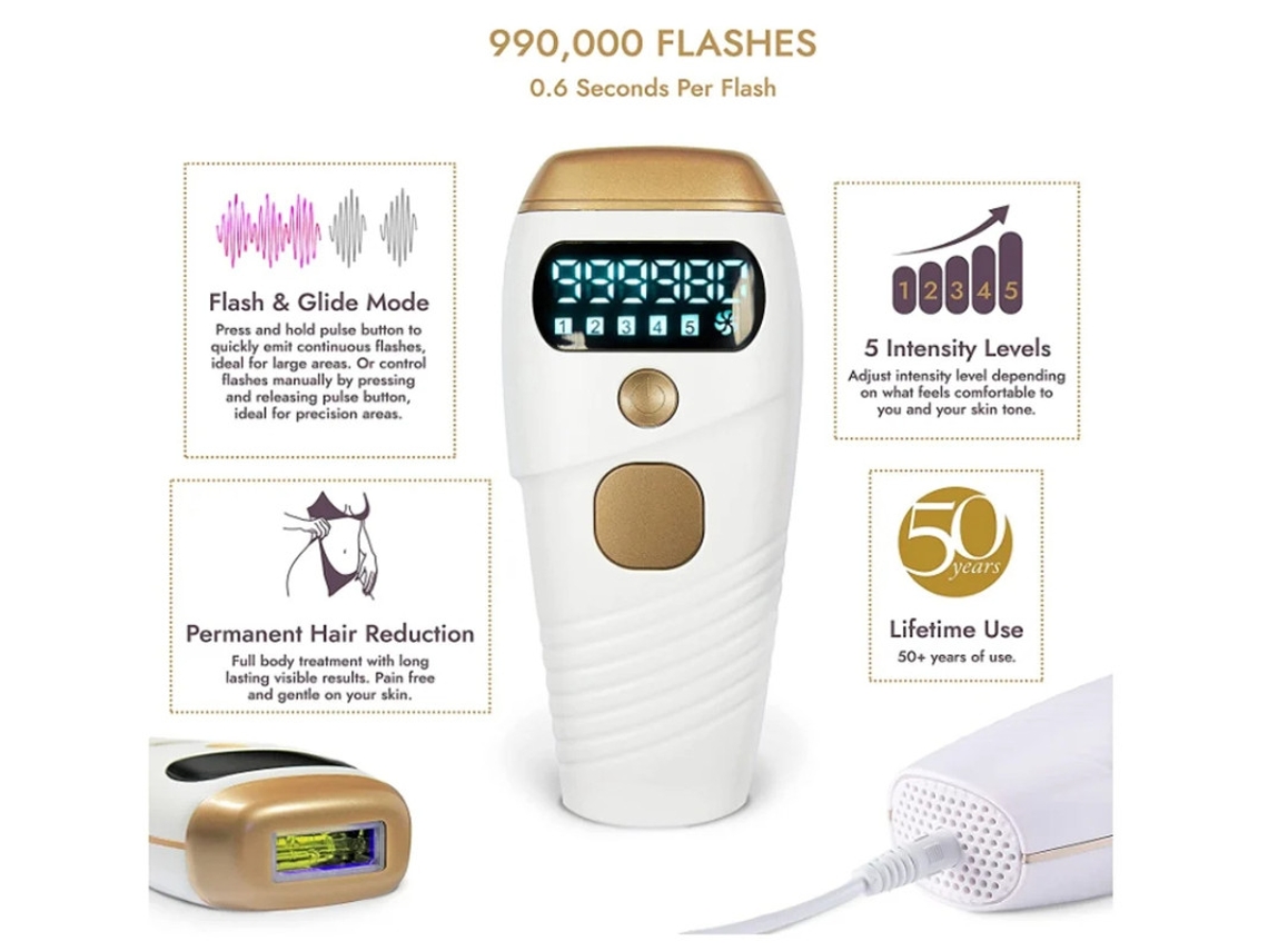Depiladora láser IPL, dispositivo de depilación permanente para piel sensible, color blanco Yizhood