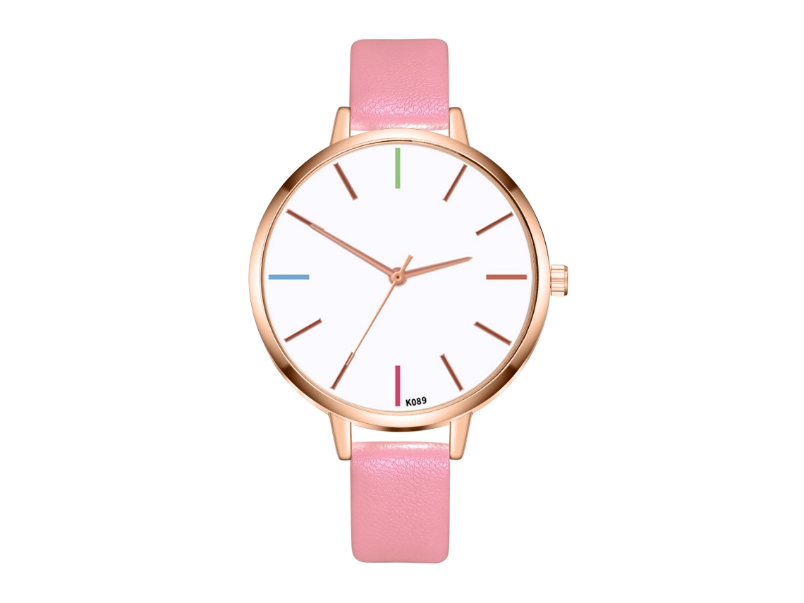 Reloj De Pulsera De Cuarzo Sencillo Para Mujer Zhoulianfa Con Correa De Piel Sintética Rosa.