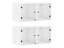 Maison Exclusive - Mueble Pared Con Puertas De Vidrio 2 Uds Blanco 68,5x37x35 Cm