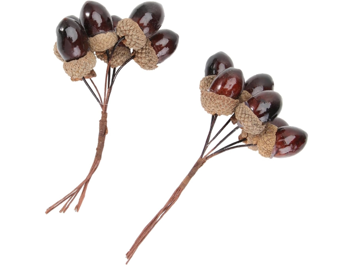 Juego de 2 adornos navideños artificiales con forma de piñas para árbol de Navidad. Gokoco