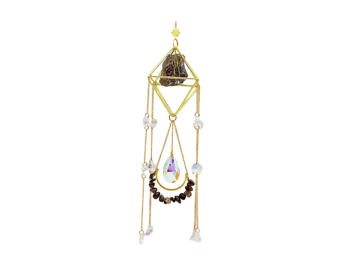 Colgante de cristal para atrapasol, carillón de viento arcoíris, decoración navideña para árbol de exterior.
