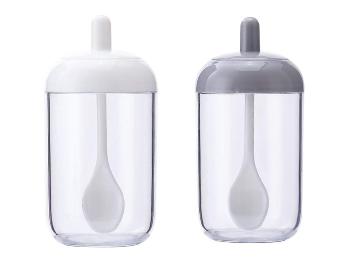 Juego De 2 Recipientes Para Especias Con Tapa Y Cuchara Para Almacenar Azúcar, Sal, Pimienta Y Especias En La Cocina.