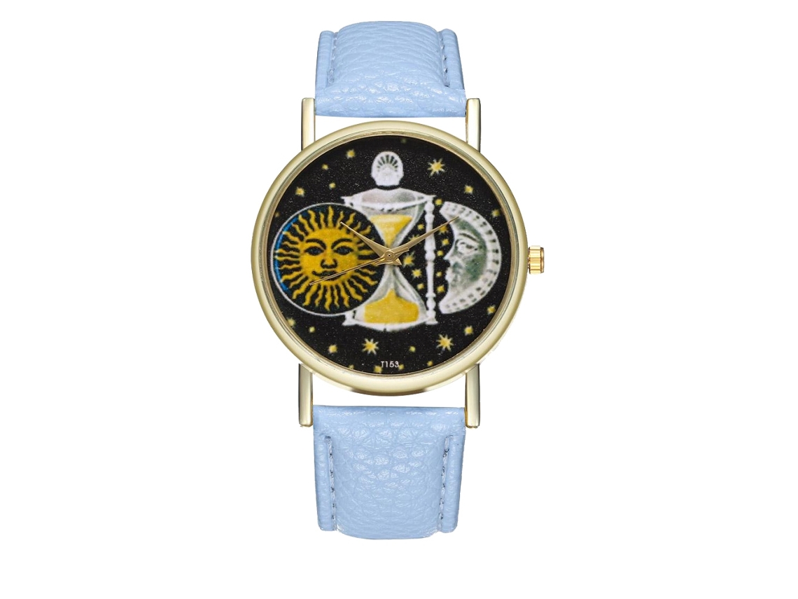 Reloj De Pulsera Unisex De Cuero Con Movimiento De Cuarzo (azul Claro)