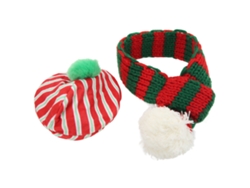 Kkpm-Conjunto de gorro y bufanda para perros, estilo navideño, tela adorable, adecuado para perros y gatos pequeños, medianos y grandes, rojo, verde, S